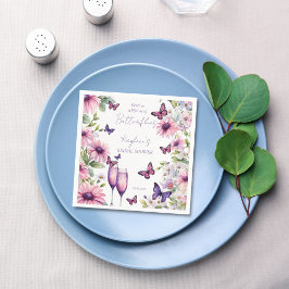 Vlinders levenslang paarse bruidsdouche servet