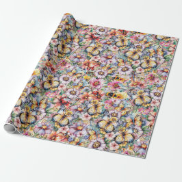Vlinders, Libellen, Lieveheersbeestjes en Bijen Cadeaupapier
