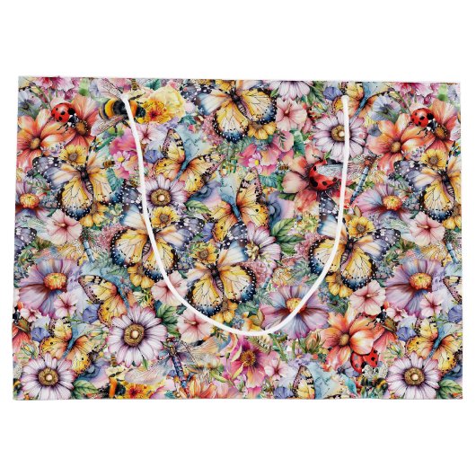 Vlinders, libellen, lieveheersbeestjes en bijen groot cadeauzakje (Achterkant)