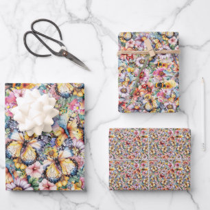 Vlinders, Libellen, Lieveheersbeestjes en Hommels Inpakpapier Vel