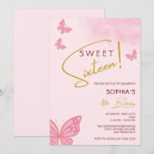 vlinders lief zestien verjaardag kaart (Voorkant / Achterkant)