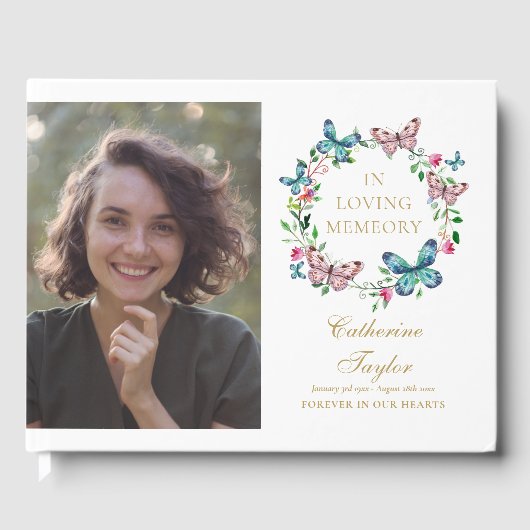 Vlinders Liefdevolle Herinnering Herdenkings- Fune Gastenboek (Voorkant)