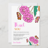 Vlinders Liefhebbers Roze Bloemrijke Script Bruid Bedankkaart (Voorkant)
