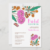 Vlinders Liefhebbers Roze Bloemrijke Script Bruid Kaart (Voorkant)