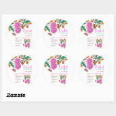 Vlinders Liefhebbers Roze Bloemrijke Script Bruids Ronde Sticker (Vel)