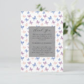 Vlinders Lila Blue Sympathy Fotobegrafenis Bedankkaart (Staand voorkant)