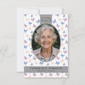 Vlinders Lila Blue Sympathy Fotobegrafenis Bedankkaart (Achterkant)