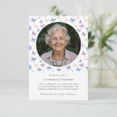 Vlinders Lila Blue Sympathy Fotobegrafenis Bedankkaart (Staand voorkant)