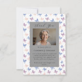Vlinders Lila Blue Sympathy Fotobegrafenis Bedankkaart (Voorkant)