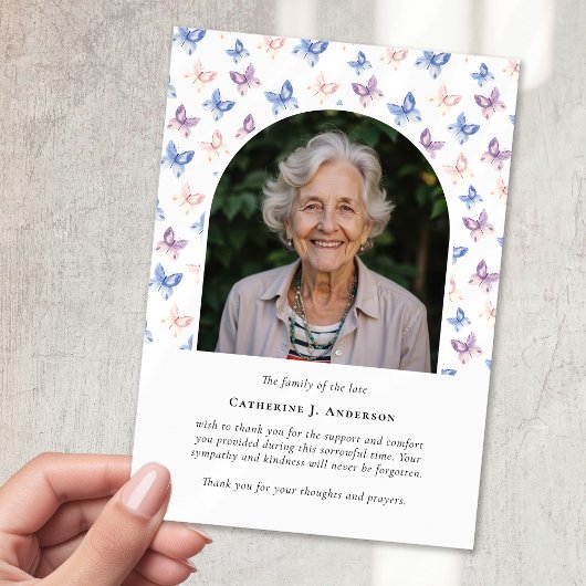 Vlinders Lila Blue Sympathy Fotobegrafenis Bedankkaart