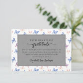 vlinders Lila Blue Sympathy Funeral Bedankkaart (Staand voorkant)