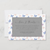 vlinders Lila Blue Sympathy Funeral Bedankkaart (Voorkant)