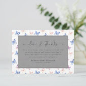 vlinders Lila Blue Sympathy Funeral Bedankkaart (Staand voorkant)