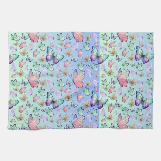 Vlinders Lineair verloop Achtergrond Patroon Theedoek (Horizontaal)