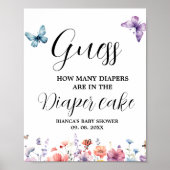 Vlinders Luiertaart gissen Baby shower Spel Poster (Voorkant)