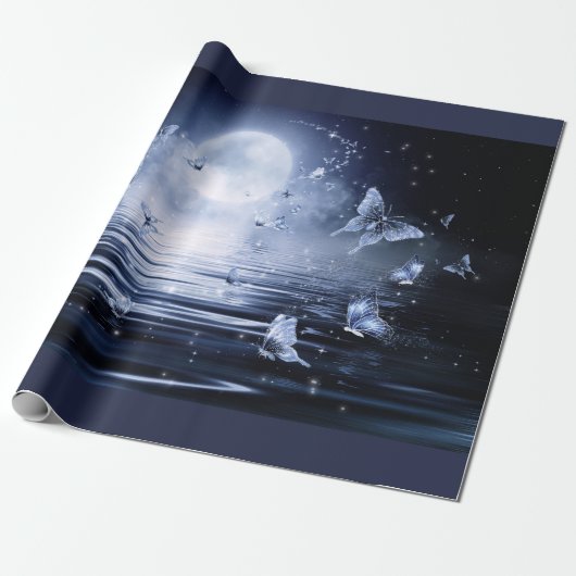 vlinders-maanvlucht cadeaupapier (Uitgerold)