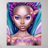 Vlinders meisje psychedelische kleuren modern cade poster (Voorkant)