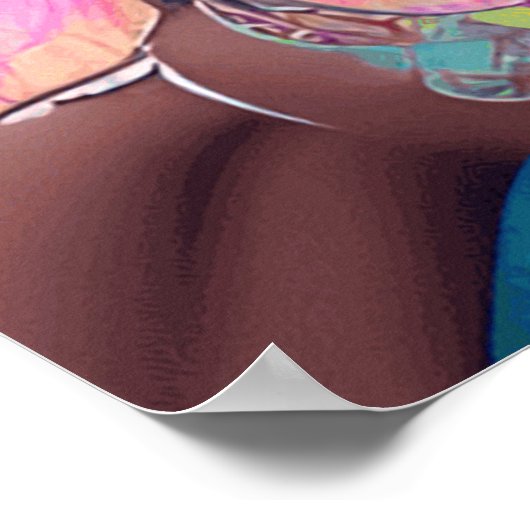 Vlinders meisje psychedelische kleuren modern cade poster (Hoek)