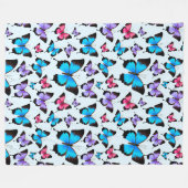 Vlinders Meisjesachtig Teal Groot Fleece Deken (Voorkant (Horizontaal))
