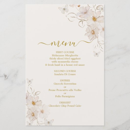 Vlinders Menu Kaart (Voorkant)