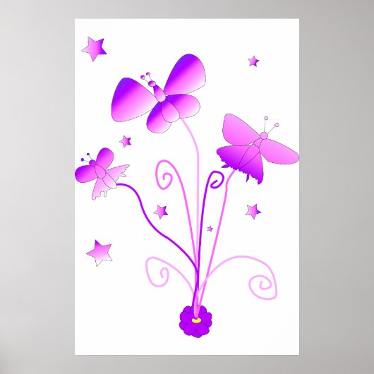 Vlinders met bloemenposter poster (Voorkant)