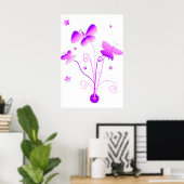 Vlinders met bloemenposter poster (Thuiskantoor)
