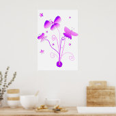Vlinders met bloemenposter poster (Keuken)
