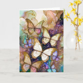 Vlinders met bruine en witte mooie kleuren! kaart (Gele Bloem)