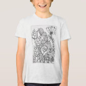 Vlinders met fantasiebloemen Tri-Blend shirt (Voorkant)