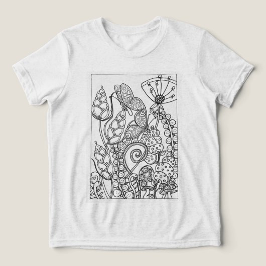 Vlinders met fantasiebloemen Tri-Blend shirt (Design voorkant)