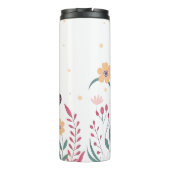 Vlinders met roze tulpen en gele madeliefjes thermosbeker (Achterkant)