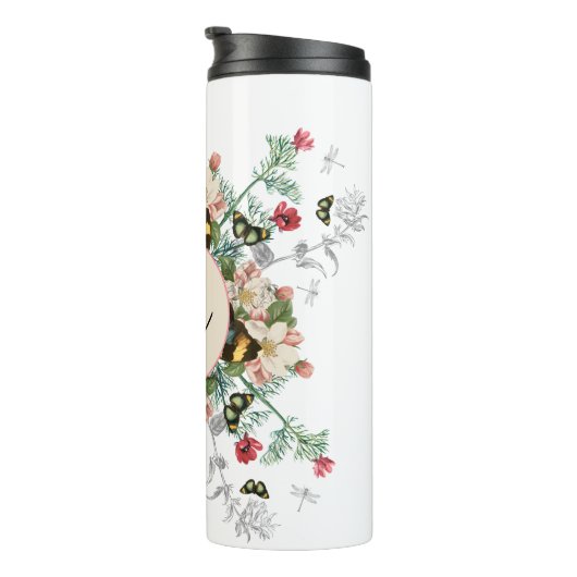 Vlinders Monogram Ephemera Custom Thermosbeker (Geroteerd rechts)