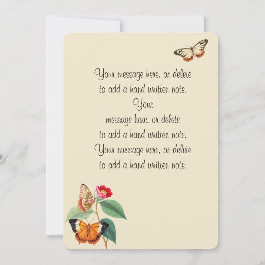 Vlinders, Monogram Naam Bericht vs2 Kaart (Achterkant)