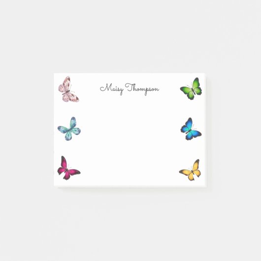 Vlinders Monogram Naam Post-it® Notes (Voorkant)