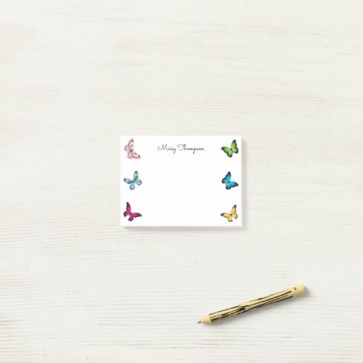 Vlinders Monogram Naam Post-it® Notes (Op bureau)