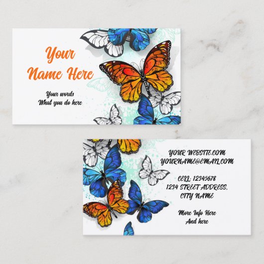 Vlinders Morpho en Monarchen Visitekaartje (Voorkant / Achterkant)