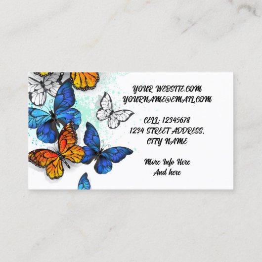 Vlinders Morpho en Monarchen Visitekaartje (Achterkant)