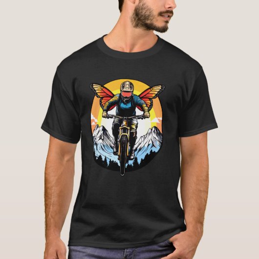 Vlinders Motorrijder Fiets Vlinder T-shirt (Voorkant)