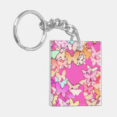 Vlinders, multi en diep roze sleutelhanger (Voorkant Links)