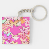 Vlinders, multi en diep roze sleutelhanger (Achterkant)