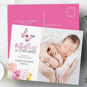 Vlinders nippen en zien Baby shower nodigt uit Feestdagenkaart
