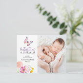 Vlinders nippen en zien Baby shower nodigt uit Feestdagenkaart (Staand voorkant)