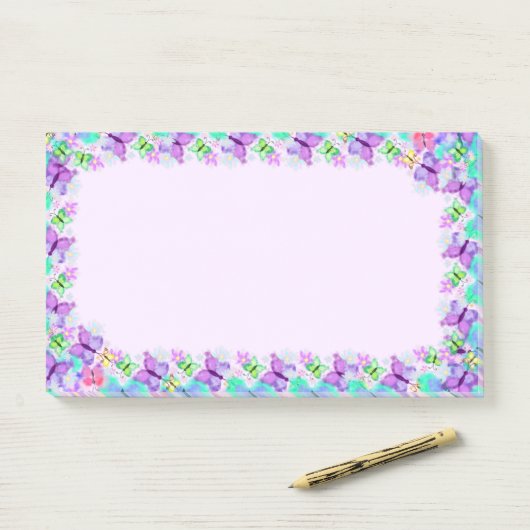 Vlinders omlijst Sticky Notes (Op bureau)