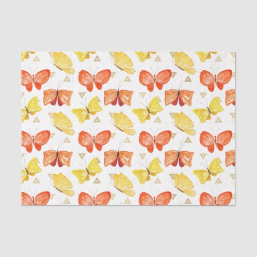 Vlinders (Ontwerp 50 Geel/Oranje Serie) Tissuepapier (Voorkant)