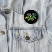 Vlinders op Bladeren Ronde Button 5,7 Cm (In situ)