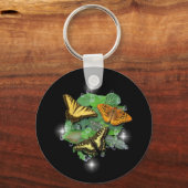 Vlinders op Bladeren Sleutelhanger (Voorkant)