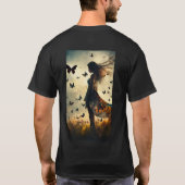 Vlinders op Bleek zwart papier T-shirt (Achterkant)