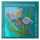 Vlinders op bloem met vers uit Psalm 118:24 Tegeltje (Voorkant)