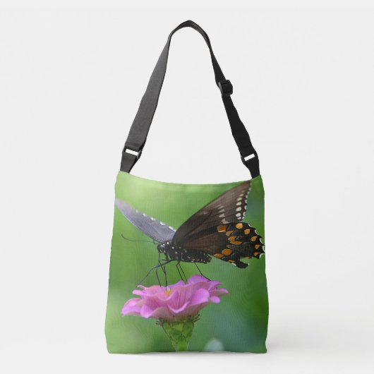 Vlinders Op Bloemen Crossbody Tas (Voorkant)