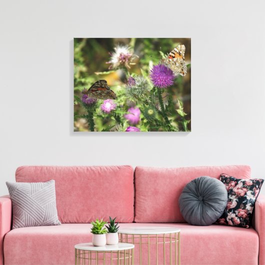 Vlinders op bloemen foto enkele print (Insitu (Woonkamer))